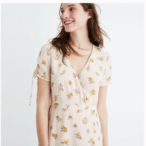 Madewell Field Floral Print Faux Wrap Silk Dress